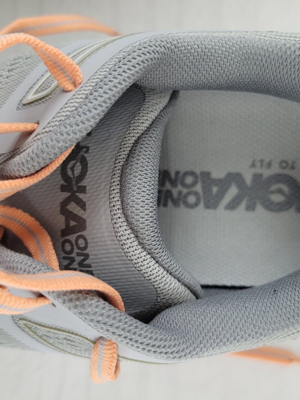Hoka One One Bondi 7 Running Shoes Womens 11 Gray Orange Sneakers Sharkskin - Picture 10 of 14